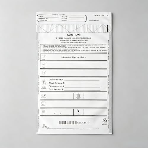 Plastic Tamper-Resistant Money Bags 9x12 - Self-Sealing Cash Deposit Bags White, 100 Pack - color: white