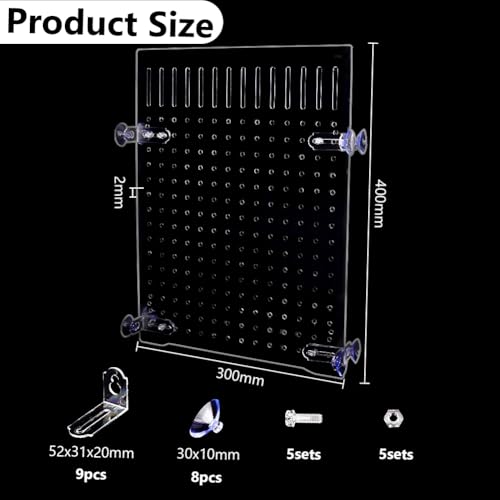 Aquarium Fish Tank Divider Acrylic Isolation Grid Board with Suction Cups Transparent Plate Baffle Cover Clear Fish Separator Inline Splitter Pump Tubing Connector Board 15.7x11.8x0.08 Inch