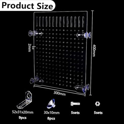 Aquarium Fish Tank Divider Acrylic Isolation Grid Board with Suction Cups Transparent Plate Baffle Cover Clear Fish Separator Inline Splitter Pump Tubing Connector Board 15.7x11.8x0.08 Inch