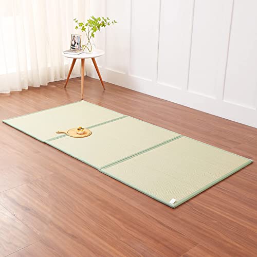 Natural Igusa Rush Grass Floor Tatami Mat,Twin, 79" x 39" x 0.5" | Japanese Portable Folding Firm Traditional Bed Mattress, Foldable Pad Futon,for Sleeping,Sitting,Yoga,Relaxing,Zen - size: Twin