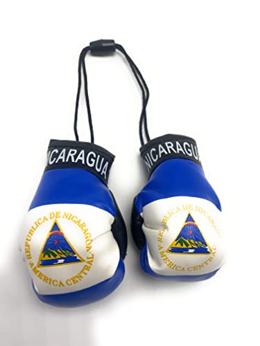 Hanging Car Mirror Mini Boxing Gloves (Nicaragua) - color: Nicaragua