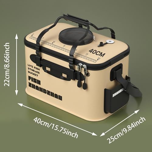 Foldable Fishing Bucket - Live Fish Container, Portable Fishing Bucket with Aeration Hole, Fish Transport Boxes for Outdoor Travel Hiking, Live Fish Container Box for Adult Outdoor Fishing