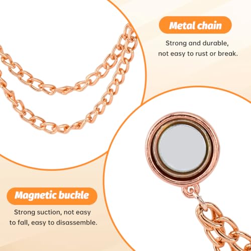 8Pcs Magnetic Clothing Clips with Chain, Multi-Function Magnetic Clothing Clips for Women Clothes Sleeves, Blouses, T Shirt, Pants(Color:Gold+Silver+Black+Rose Gold)