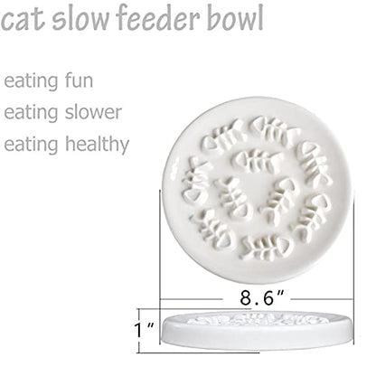 Slow Feeder Cat Bowls, Ceramic Fun Slow Feed Interactive Bloat Stop Puzzle Cat Bowl Healthy Eating Diet Pet Dog Slow Feeding Bowls… (Fish Bone)