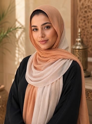Gradient Dual Color Scarf，Elegant Ombre Headwraps Hijab, Modal Cotton Feel Lightweight Sunscreen Shawls for Women - color: 4#yellowbeige