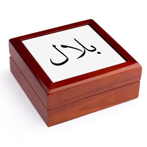 3dRose Name Bilal in Arabic Letters Jewelry Box 7 x 7 inch with 4 inch tile