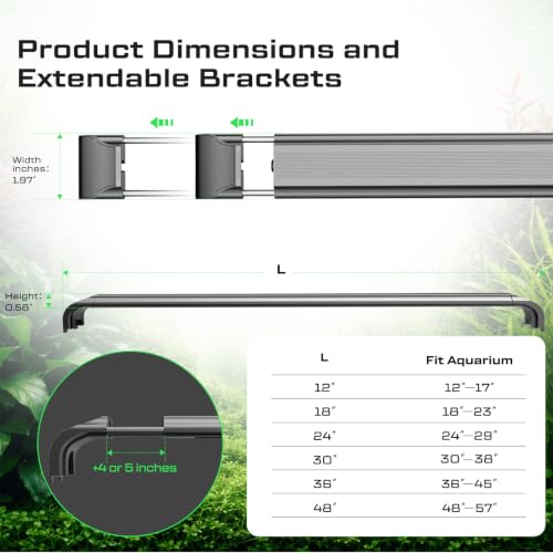 48-57in Freshwater Aquarium Light, RGB+W Fish Tank Light | 24/7 Timer with Remote, Full Spectrum Aquarium IP67 Plant Light, Dimmable RGBW Brightness, Plant&Fish Preset Modes, DIY Mode - size: 48-57inch