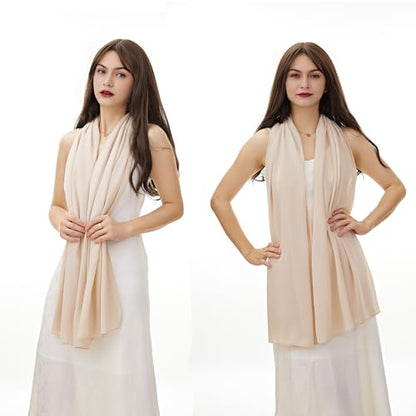 YOUR SMILE for Women Lightweight Breathable Solid Color Soft Chiffon Long Fashion Scarves Sun-proof Shawls Wrap - color: Beige