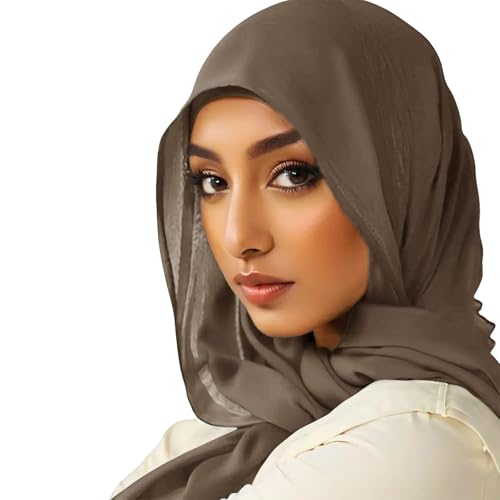 Viscose Hijab Scarf for Women Muslim Cotton Jersey Hijab Fashion Long Scarf Shawls - color: Khaki