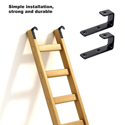 4 Pack Bunk Bed Ladder Hooks, Inside Width 1" Black PVC Coated Metal Bunk Bed Replacement Hardware Brackets, J Heavy Duty RV Ladder Tool with 2 Size Mounting Screws - color: Black, size: 4 Pack