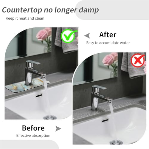 Kitchen Sink Splash Guard，Blue, white and gold marble-1 Faucet Mat Sink Gadgets-Super Absorbent Fast Drying Mat Drip Catcher for Kitchen, Bathroom,Sink Mat, Dish Drying Mat, Bathroom(15" X 5.5" ) - color: Blue, white and gold marble-1