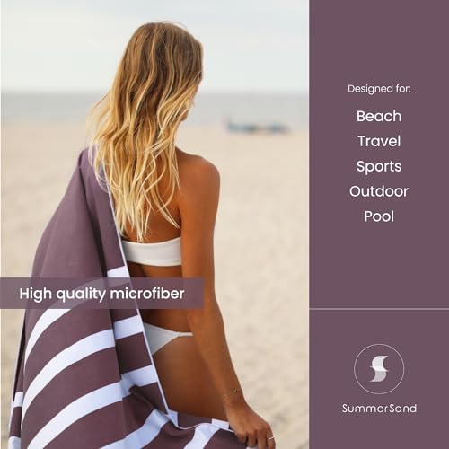 SummerSand Microfiber Beach Towel - Quick Dry, Sand Free - Compact and Lightweight for Travel - Recycled Materials - Travel Bag Included - Large Microfiber Towel (63x31.5in – Grape Purple) - color: Grape Purple
