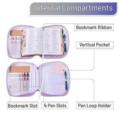Mr. Pen- Bible Cover Case | Carrying Book Case with Durable Handle and Zippered Pocket, Bible Protective Church Bag for Men & Women, Christian Gifts - color: Petal Harmony