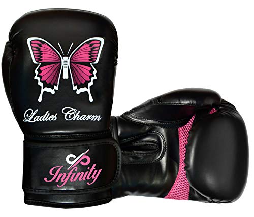 Womens Boxing Gloves Kids MMA Training Ladies Punching Mitts Girls Childrens - color: Black ButterFly Boxing Gloves, size: 14Oz