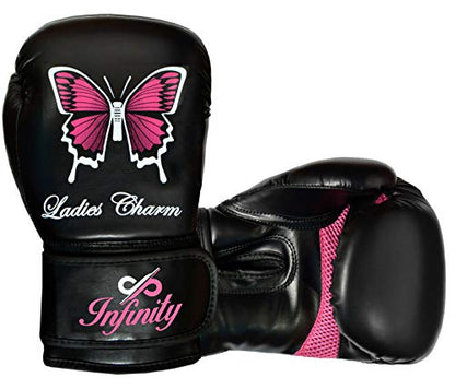 Womens Boxing Gloves Kids MMA Training Ladies Punching Mitts Girls Childrens - color: Black ButterFly Boxing Gloves, size: 16Oz
