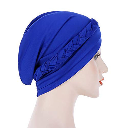 Cancer Chemo Beanies Bandana Headwrap Cap Satin Bonnet Head Scarf Hijab Braid Silky Turban Hats for Women - color: Royal Blue