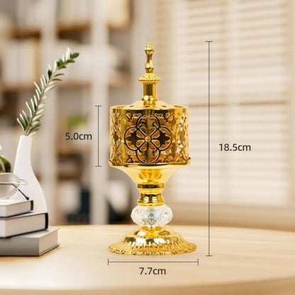 Incense Holder, Frankincense Charcoal Incense Resin Stand, Bakhoor Incense Burner, Ideal for Aromatherapy Yoga Spa, Home Christian Church Censer, Gold