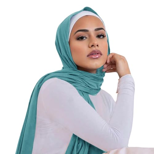 Hijab Scarf for Women Soft Cotton Muslim Jersey Hijab Head Wrap Scarves Fashion Long Scarf Shawls - color: Green