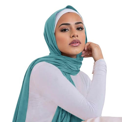 Hijab Scarf for Women Soft Cotton Muslim Jersey Hijab Head Wrap Scarves Fashion Long Scarf Shawls - color: Green