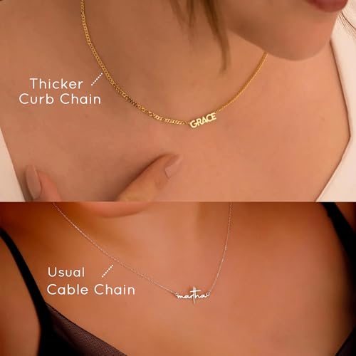 DayOfShe Custom Tiny Name Necklaces for Wedding Bridesmaid Gifts Best Friend Birthday Gifts, 18K Gold Plated Dainty Name Necklace Personalized Christmas Jewelry Gifts - color: Tiny Name Style
