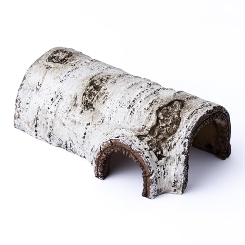 Natural Reptile Hide Basking Platform, Hideout Decor for Aquarium, Fish Tank, Bearded Dragon, Gecko, Shrimp, Betta (Birch Tree Hiding Cave, Small) - color: Birch Tree Hiding Cave, size: Small