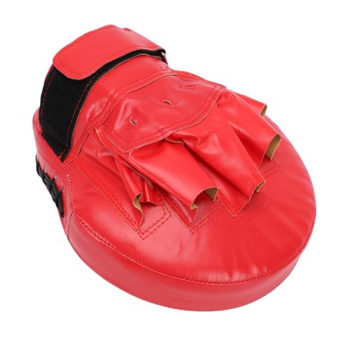 Keenso Boxing Punching Mitt, PU Curved Boxing Pad with Adjustable Strap, Hand Pad for Taekwondo Muay Thai Training, Adults Kids All Skill Levels - color: Red
