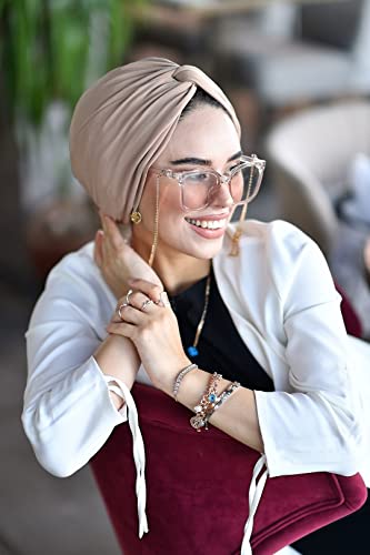 para life Knot Turbans for Women, Breathable Instant Turban|Standard Size Cotton|Pre-tied Scarf, Hijab Cap&Undercap - color: Caramel