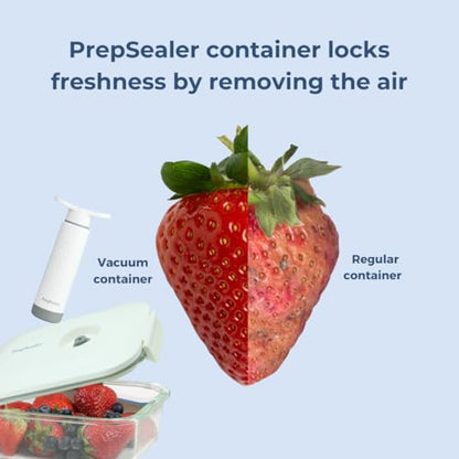 Food-Saving Glass Vacuum Container with manual hand pump. Everyday keep food fresh, Meal Prep, Marinade, Borosilicate Glass (PS-GVC-1L-Wh).