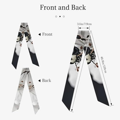 Bandanas Silk Scarf for Women Black and White Striped Hair Scarves Satin Head Scarf Headbands Neck Scarves