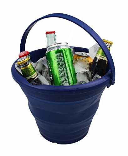 SAMMART 5.5L (1.4 Gallon) Collapsible Plastic Bucket - Foldable Round Tub - Portable Fishing Water Pail - Space Saving Outdoor Waterpot. (Royal Blue, 1) - color: Royal Blue
