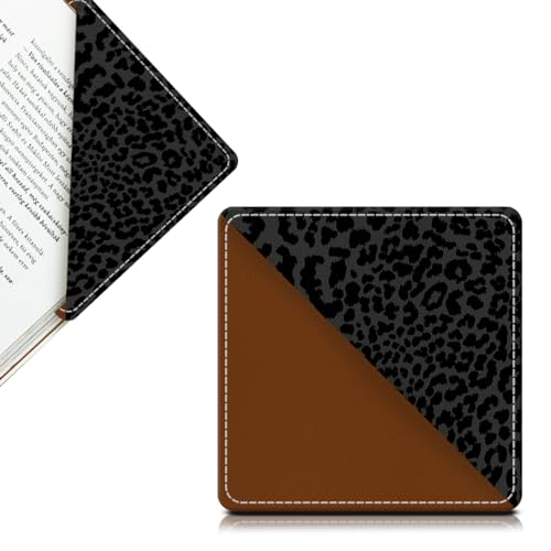 Cute Leather Bookmarks, Fun Triangle Making Corner Bookmark, Book Accessories for Reading Book Lovers, Unbreakable Page Markers for Women Men Luxury Black Leopard - color: Luxury Black Leopard