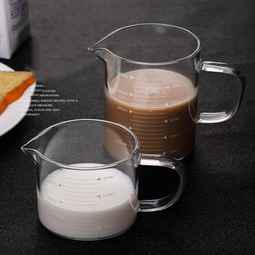 Glass Measuring Cup with V-Shaped Spout, High Borosilicate Glass, Capacity, Easy-Read Scale 250ml - color: Clear
