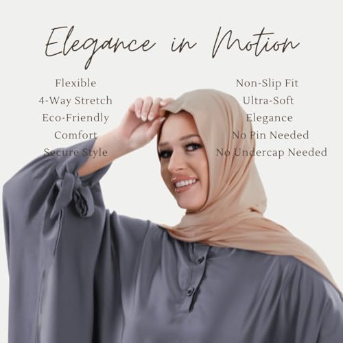 Premium Jersey Hijab Scarves -Turban Head Wraps for Women, Fashion Headbands Long Plain Muslim Shawls - color: Light Beige