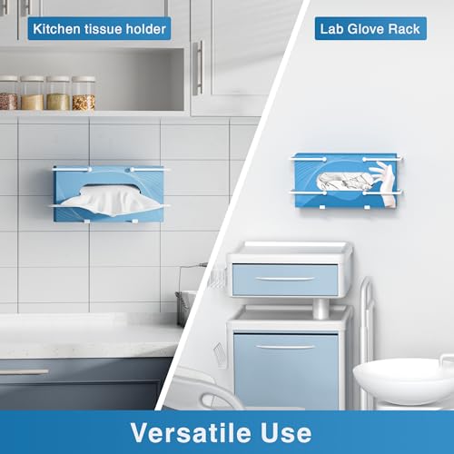Holder for Disposable Gloves & Tissues - Organize in Lab, Kitchen, Bathroom, Garage.