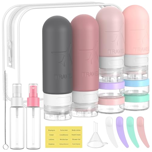 ME.FAN 18 Pack Travel Bottles for Toiletries, TSA Approved, Pink - color: Pink