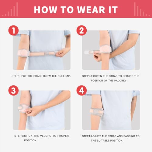 Elbow Brace for Tendonitis and Tennis Elbow Strap for Women Men, 2 Pack Golfers Elbow Brace Counterforce Band with Compression Pad, Effective Tendon Pain Relief, Pink - color: Pink
