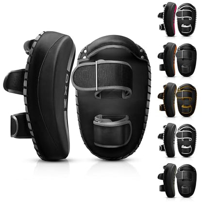 DXM SPORTS Muay Thai Pads Kickboxing Equipment Martial Arts Training Kick Pads for MMA, Taekwondo, Karate – Ideal for Kicks, Knees and Punches in Martial Arts Training (ONE PAD ONLY) - color: Black & Silver