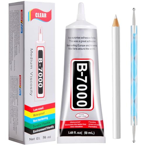 FITTDYHE B7000 Glue Clear with Precision Tip，50Ml B7000 Glue Clear for Rhinestones Glue for Crafts, Multipurpose Jewelry Glue for Fabric DIY Craft Makeup Shoes Jewelry Making Nail Art - color: 50 ML