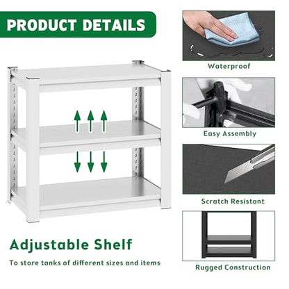 Metal Aquarium Stand with Adjustable 3-Tier Fish Tank Rack Shelf, for Home Office, Fish Tank Not Included(31.5"×18"×34"). (White)