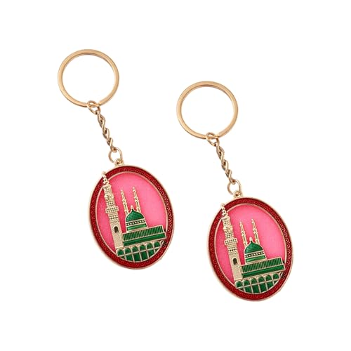 Pack Of 2 Zincs Alloy Islamics Art Inspired Keychains Middle Eastern Moons Festival Cultural For Ramadans Eid - color: Red 1