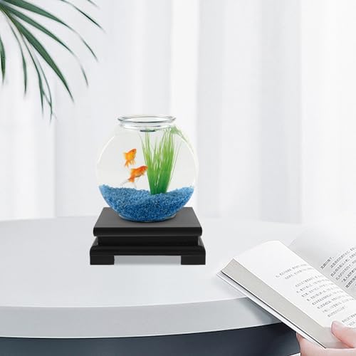 GANAZONO 2 Pcs Square Base Cupcake Toppers Pots for Indoor Plants Asian Decor for Home Wooden Planter Holders Chinese Display Stand Handbag Display Stand Fish Tank Holder Wooden Rack