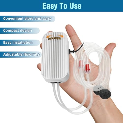 Quiet Aquarium Air Pump 5W Fish Tank Oxygen Aerator Pump with Air Stone Airline Tubing Check Valve Aquarium Bubbler for 70-160 Gallon Fish Tanks - size: 5W