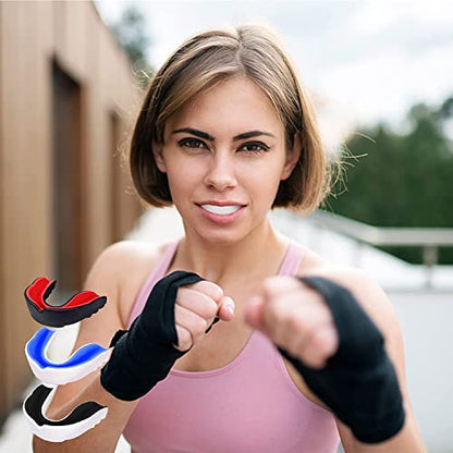 3 Pack Kids Youth Mouth Guard Football Sports Braces Mouthguards for Mouthpiece Boys Teeth for MMA Boxing Rugby Kickboxing Taekwondo Softball Lacrosse to Braces EVA (Black) - color: Black