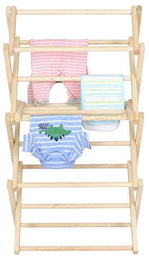 Pennsylvania Woodworks Clothes Drying Rack: Solid Maple Hard Wood Laundry Rack for Baby Clothes, Hand Towels, Delicates & More, Durable Small Folding Drying Rack, Made in USA, No Assembly Needed - color: Small