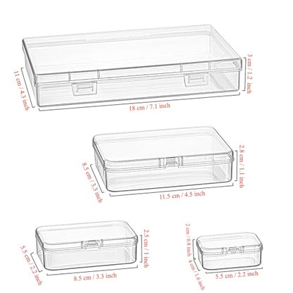 Goodma 24 Pieces Mixed Sizes Rectangular Empty Mini Clear Plastic Organizer Storage Box Containers with Hinged Lids for Small Items and Other Craft Projects - size: 4 Sizes