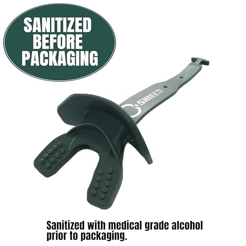O Shield Striker Football Lip Guard with Permanent Strap | Football Lip Guard with Permanent Strap — Front Teeth, Lip, and Full Bite-Surface Coverage, No-Boil Ready Fit - color: Dark Green