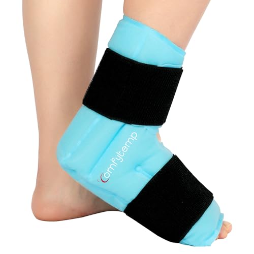 Comfytemp Ankle Foot Ice Pack Wrap for Plantar Fasciitis Relief, Ankles Brace for Sprain, Heel Spur, Swelling, Achilles Tendonitis, Cold Bag for Injuries Reusable, Hot Cold Compress, 1 Pack (Blue) - size: Blue Large(1 Pack)