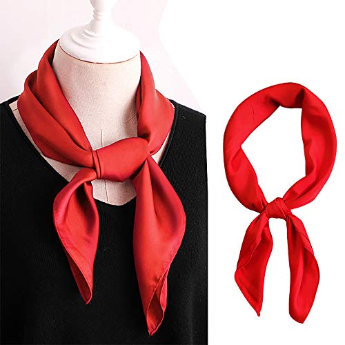 Glamorstar Satin Neck Scarf 6 Packs Square Handkerchief for Women - color: 6 Packs - Red