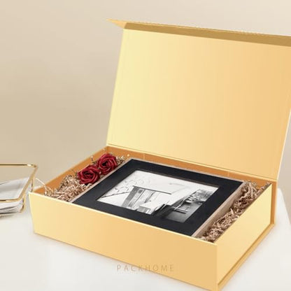 PACKHOME 6 Extra Large Gift Boxes 17.5x11.3x4.3 Inches, Sturdy Shirt Boxes with Magnetic Lids for Clothes and Large Gifts (Glossy Gold) - color: 17x11x4 Inch-Gold-Pack of 6