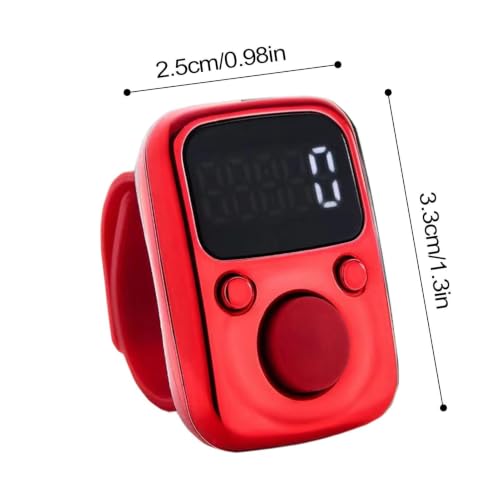 Tally Counter Portable Hand Finger Counting Clicker | Smart for Family Friends Home Young People Elderly Office Daily Wear - color: Red